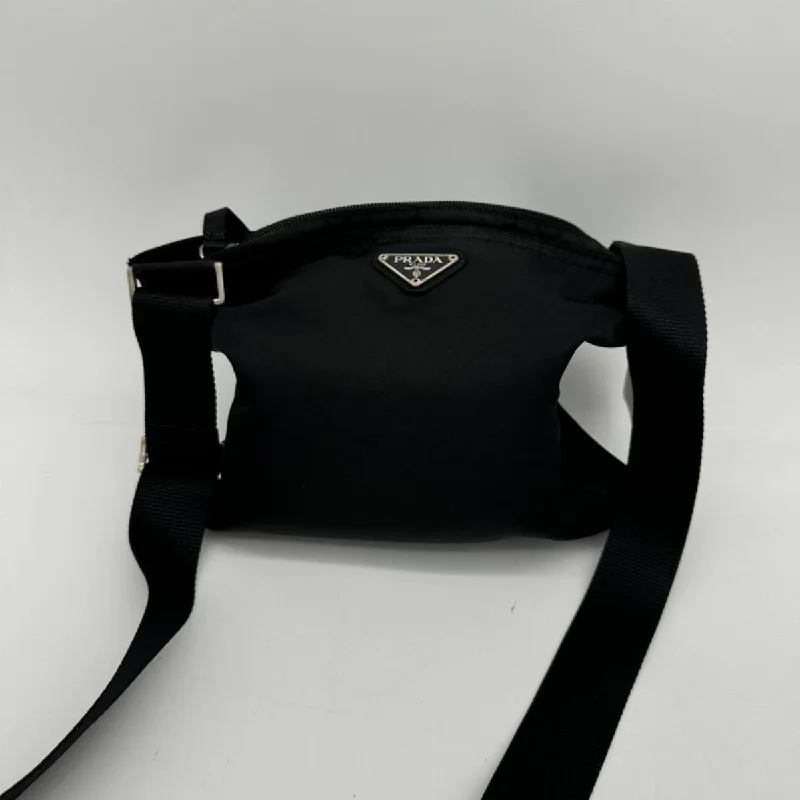 Prada Black Nylon Leather Shoulder Bag Size Small Crossbody