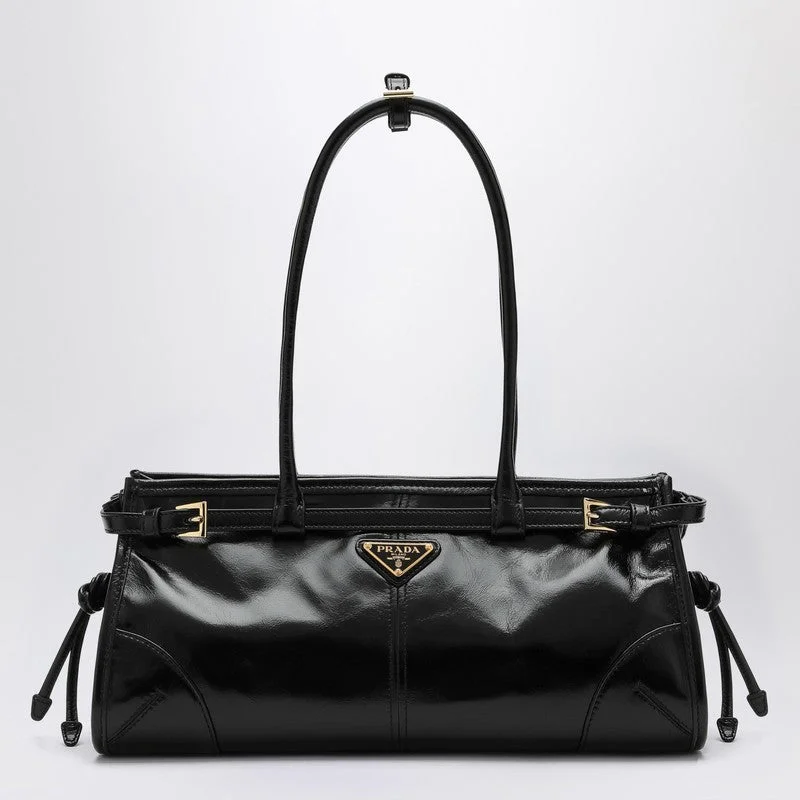 Prada Medium Black Leather Handbag Women