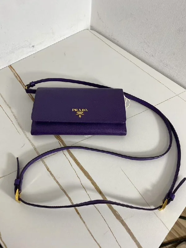 Prada Purple Pebbled Calfskin Crossbody Bag