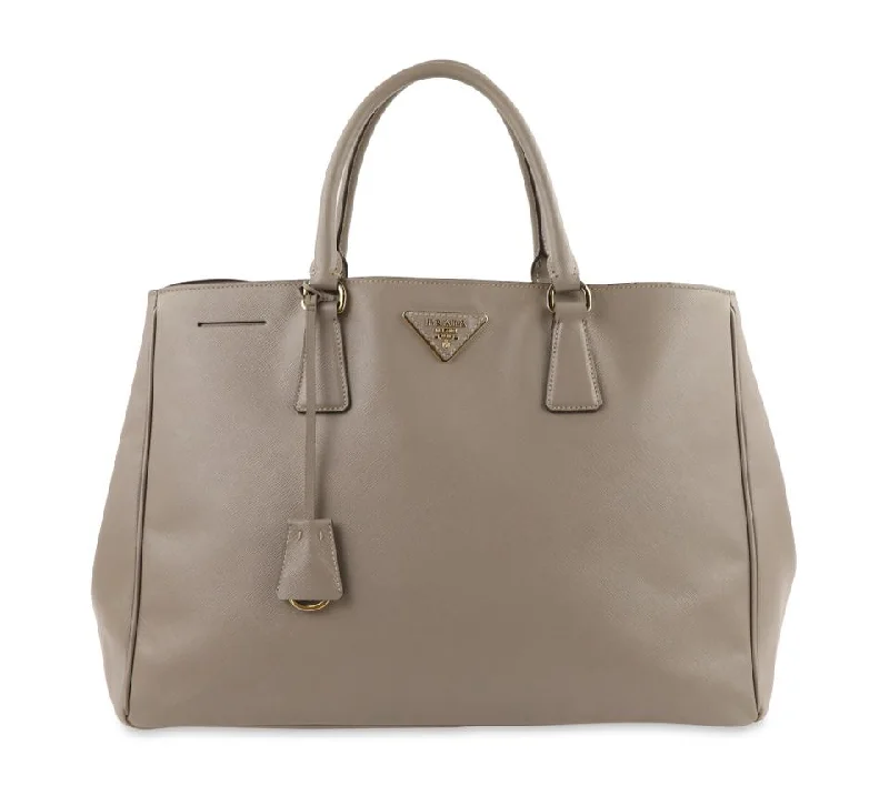 Prada Lux Large Grey Saffiano Leather Tote