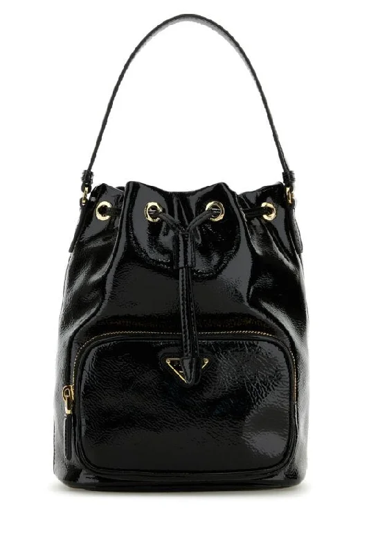 Prada Women Black Naplak Duet Bucket Bag