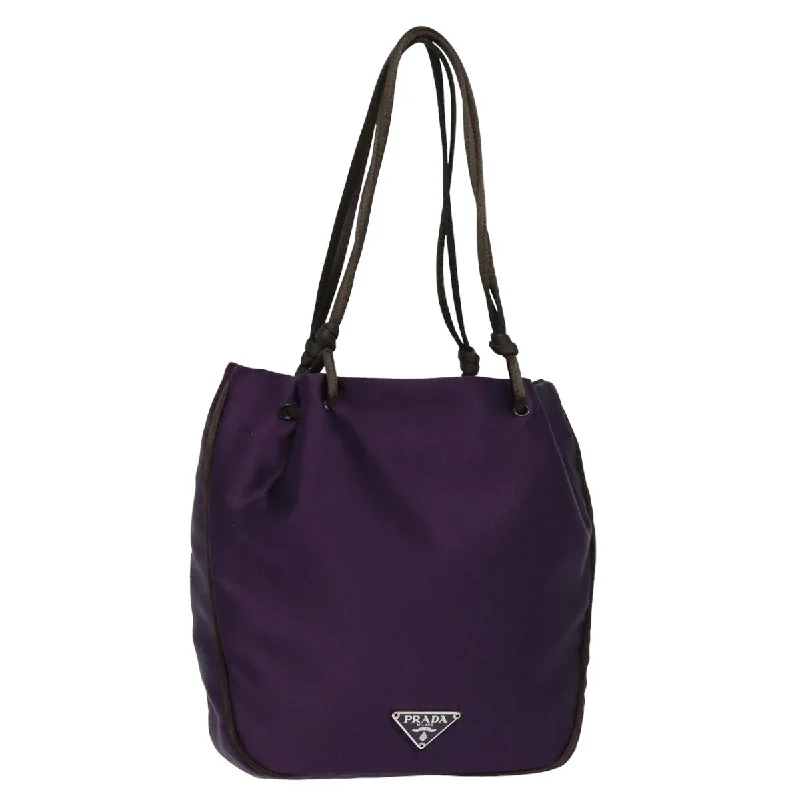 PRADA Hand Bag Satin Purple Auth 82240