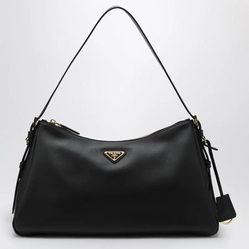 Prada Prada Aimée Large Black Leather Bag Women