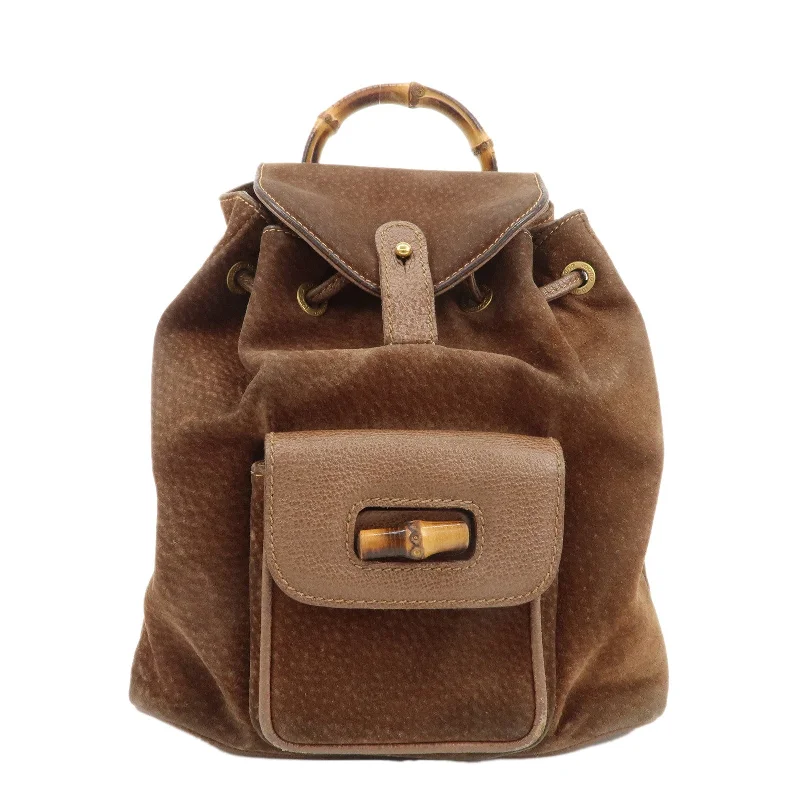 GUCCI Bamboo Suede Leather Mini Back Pack Brown 003.2852.0030