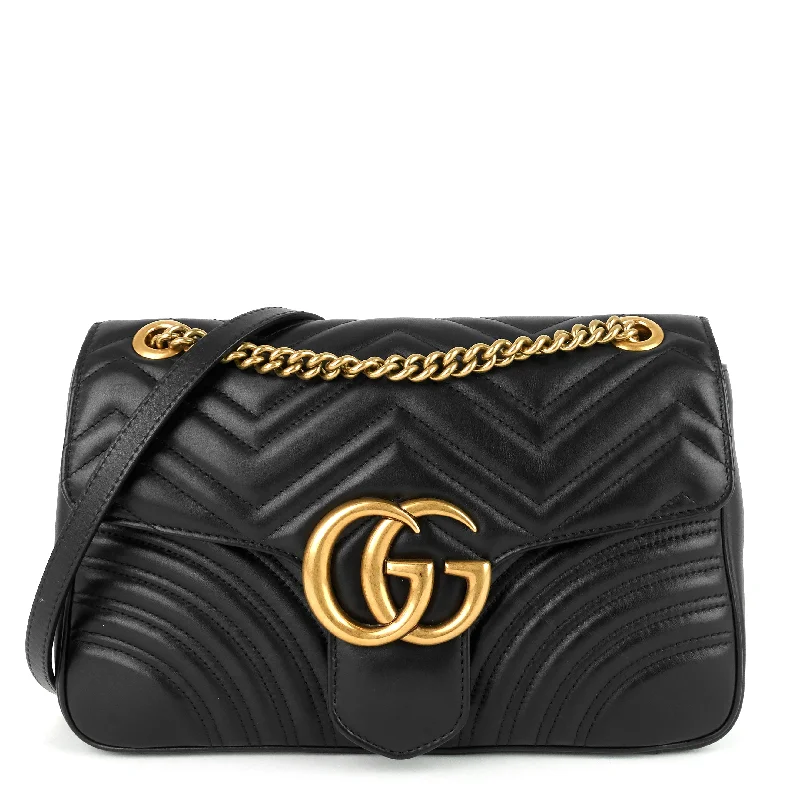 GG Marmont Medium Chevron Leather Bag