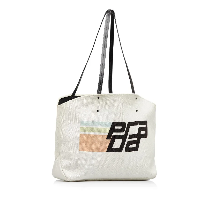 Prada Canapa Racing Logo Shopping Tote (SHG-D1sLeK)