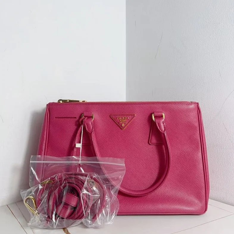 Prada Galleria Hot Pink Textured Calfskin Handbag Crossbody