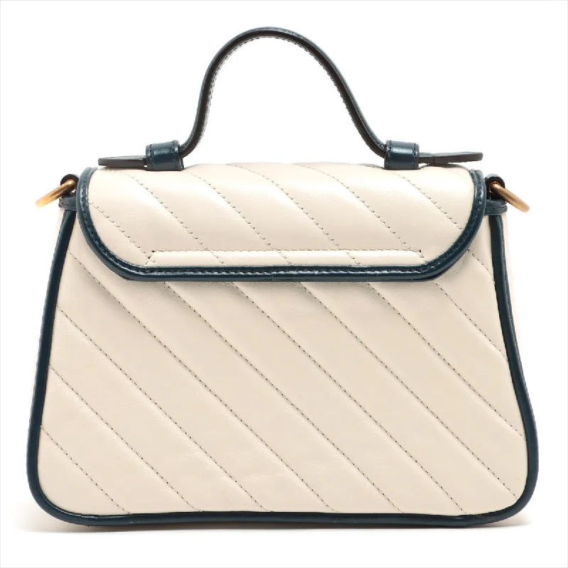 Gucci GG Marmont Leather Two - Way Handbag White