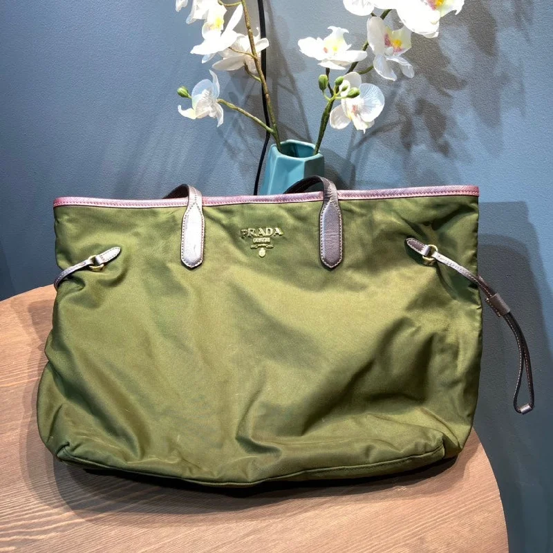 Prada Green Nylon Tote Bag Medium Size