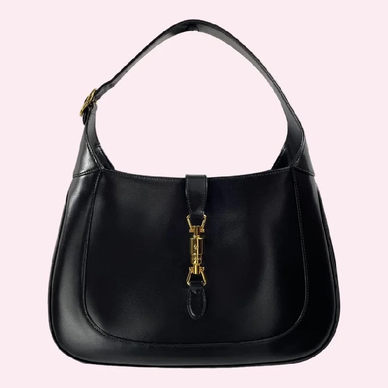 Gucci Jackie Leather Shoulder Bag with Crossbody Strap, Black Leather