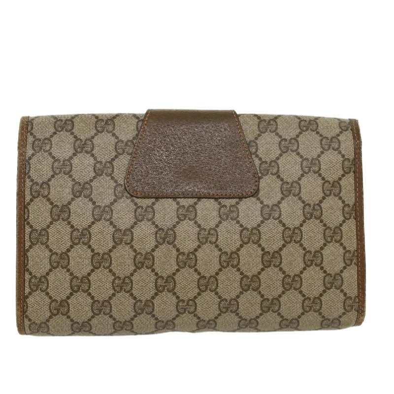 GUCCI GG Canvas Web Sherry Line Clutch Bag PVC Leather Beige Red  45602