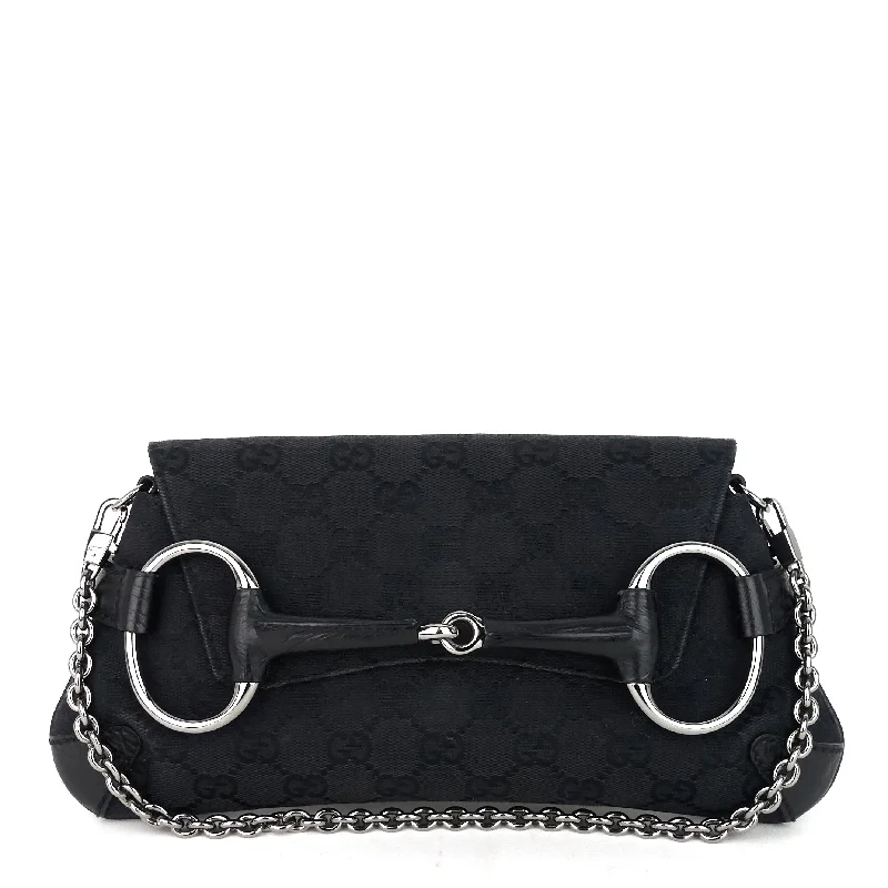 GG Canvas Horsebit Chain Clutch Bag