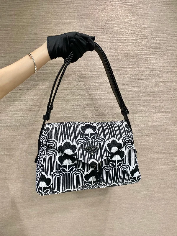 Prada Jacquard Knit An Leather Signaux Bag