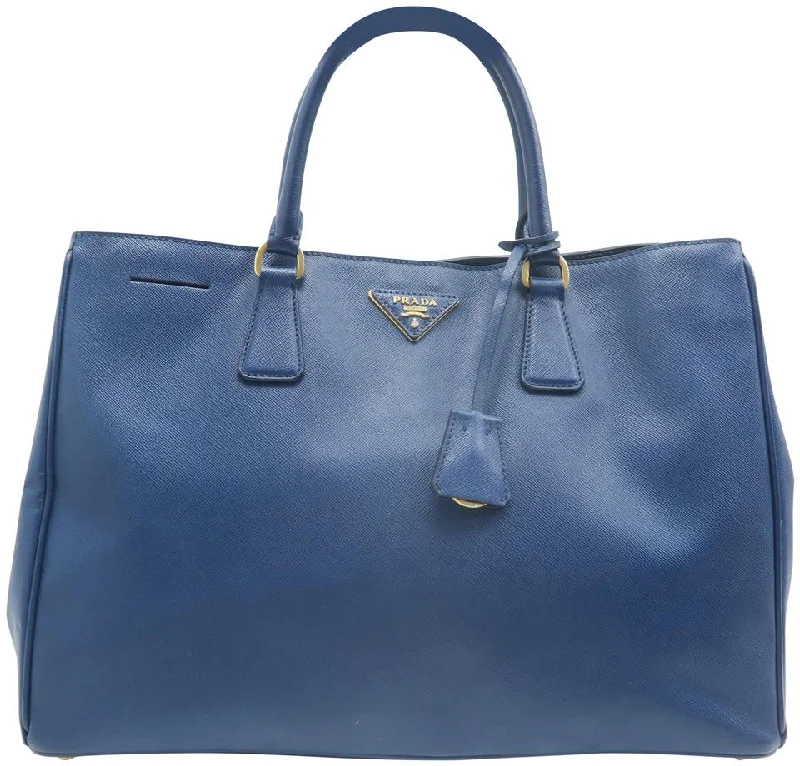 Prada Lux Large Saffiano Blue Calfskin Leather Tote