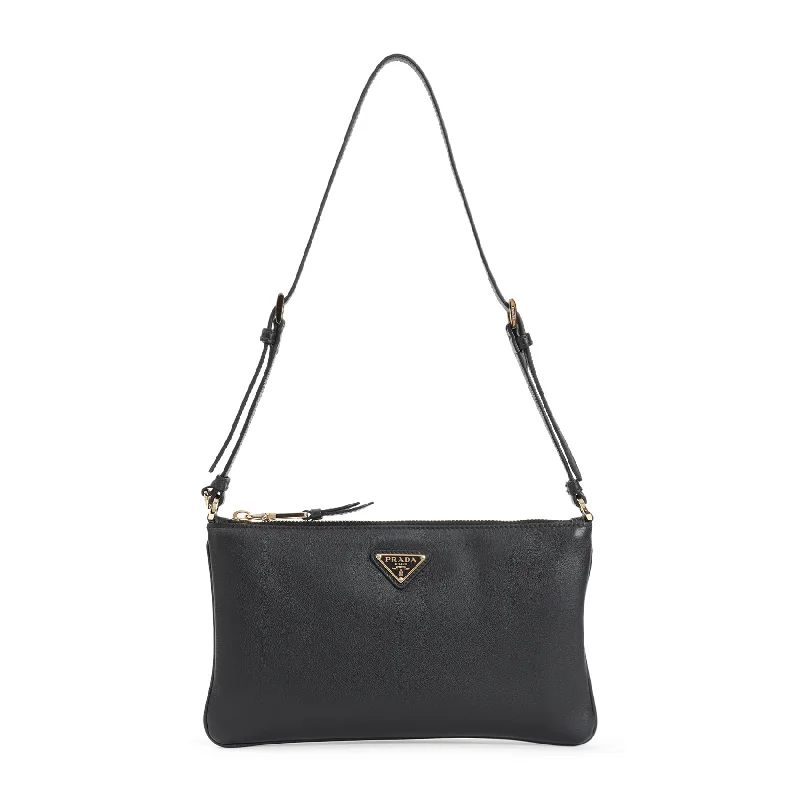 Prada Women Prada Soft Gain Flat Shoulder Bag