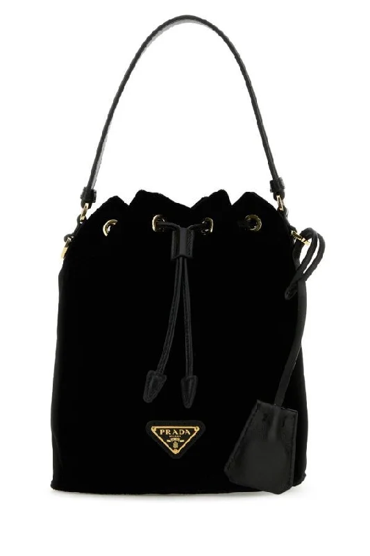 Prada Women Black Velvet Bucket Bag