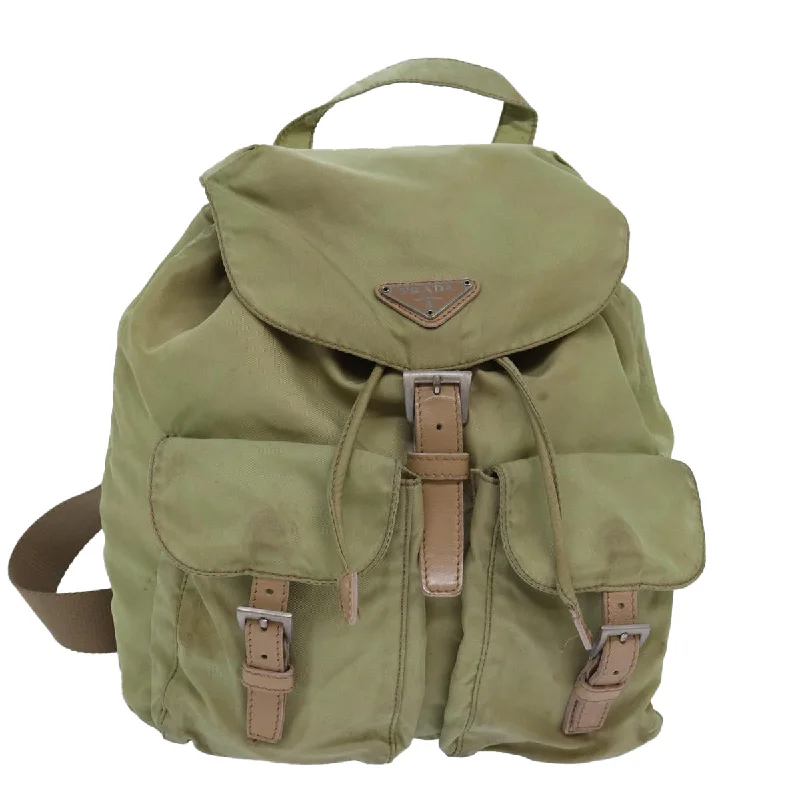 PRADA Backpack Nylon Khaki Auth 82104