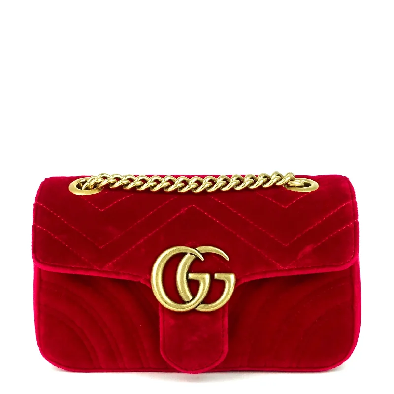 GG Marmont Mini Chevron Velvet Bag