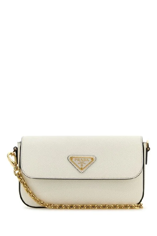 Prada Women White Leather Crossbody Bag