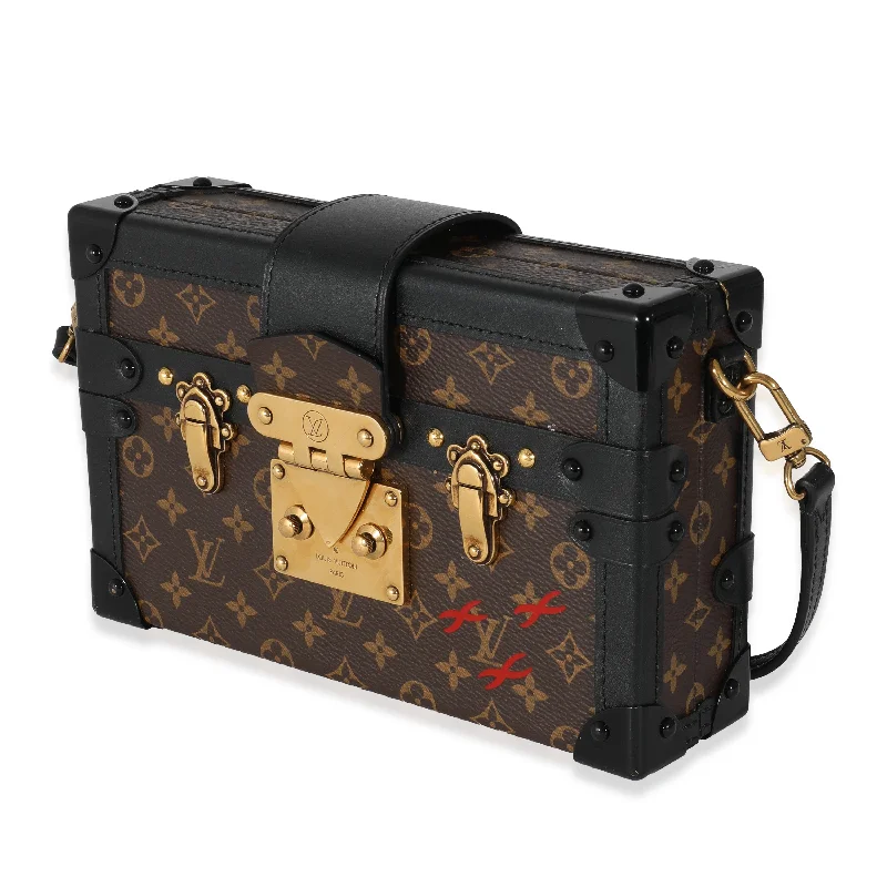 Louis Vuitton Monogram Canvas Black Calfskin Petite Malle