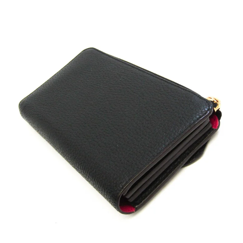 Louis Vuitton Black Leather Portefeuille com√®te wallet accessories