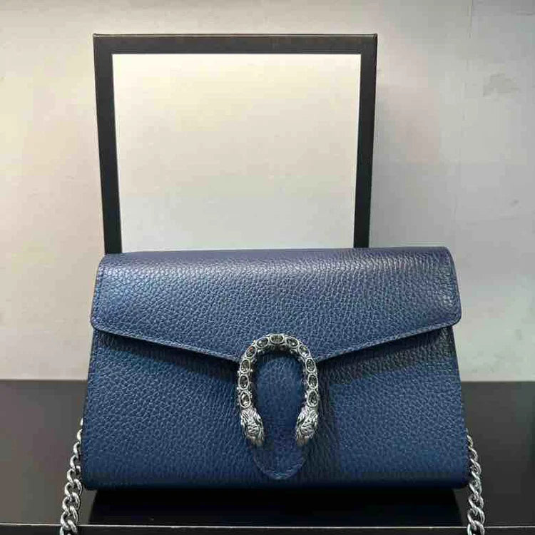 GUCCI Dionysus Chain Crossbody, Blue, Leather