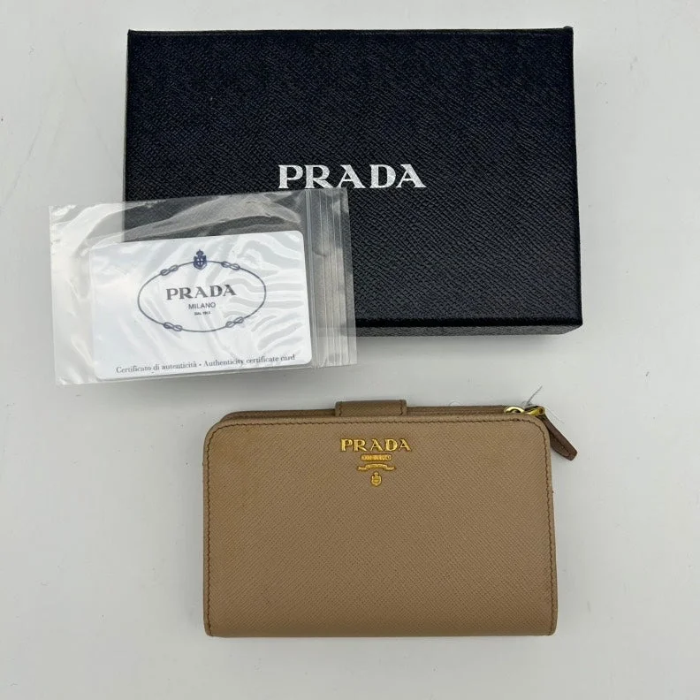 Prada Saffiano Tan Compact Wallet