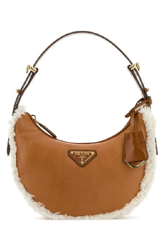 Prada Women Two-Tone Leather And Shearling Arquã¨ Handbag