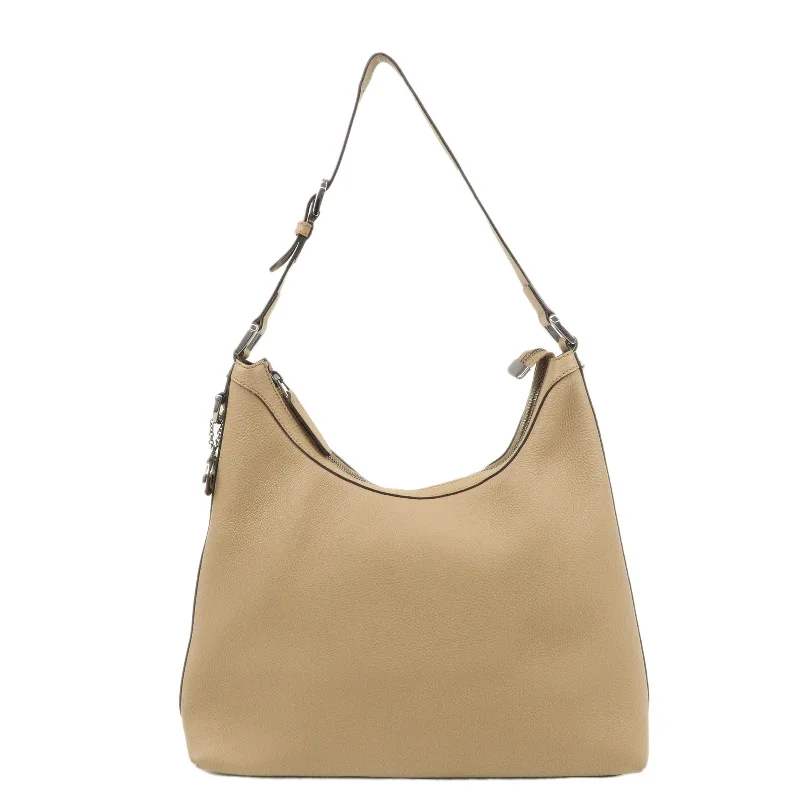 GUCCI Interlocking G Leather Shoulder Bag Beige 339558