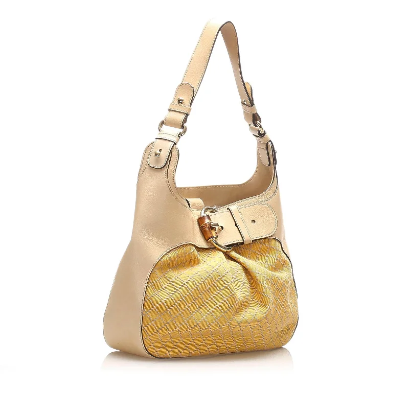 Gucci Bamboo Diamante Canvas Shoulder Bag (15629)