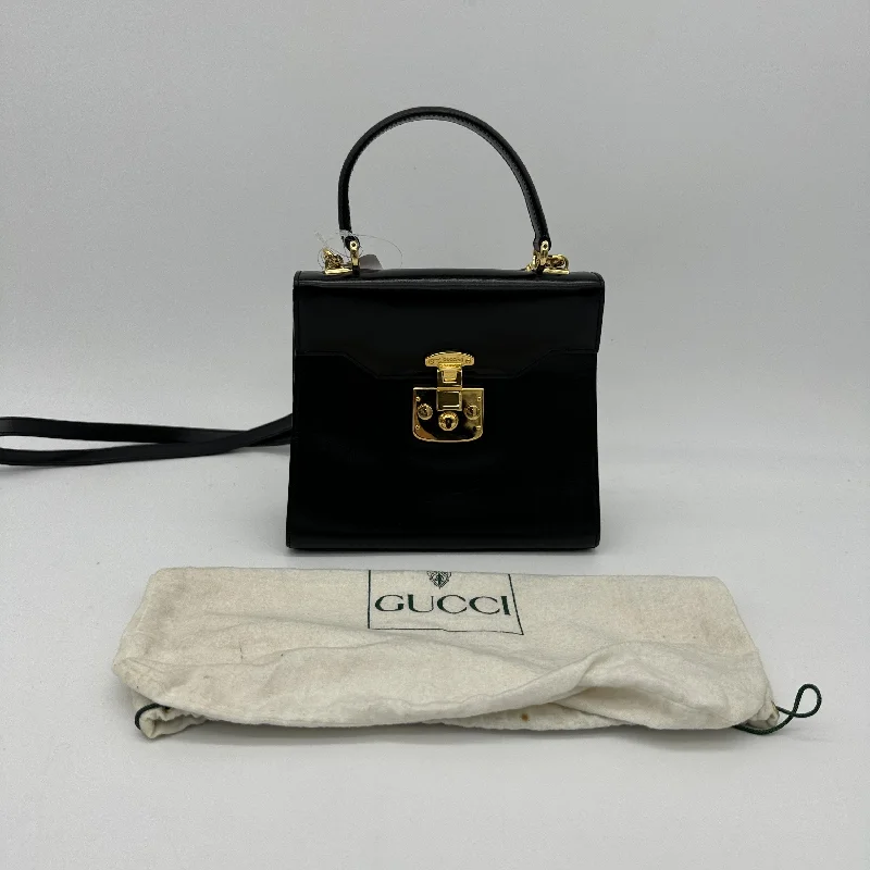 Gucci Black Leather Shoulder Bag with Gold Hardware Medium