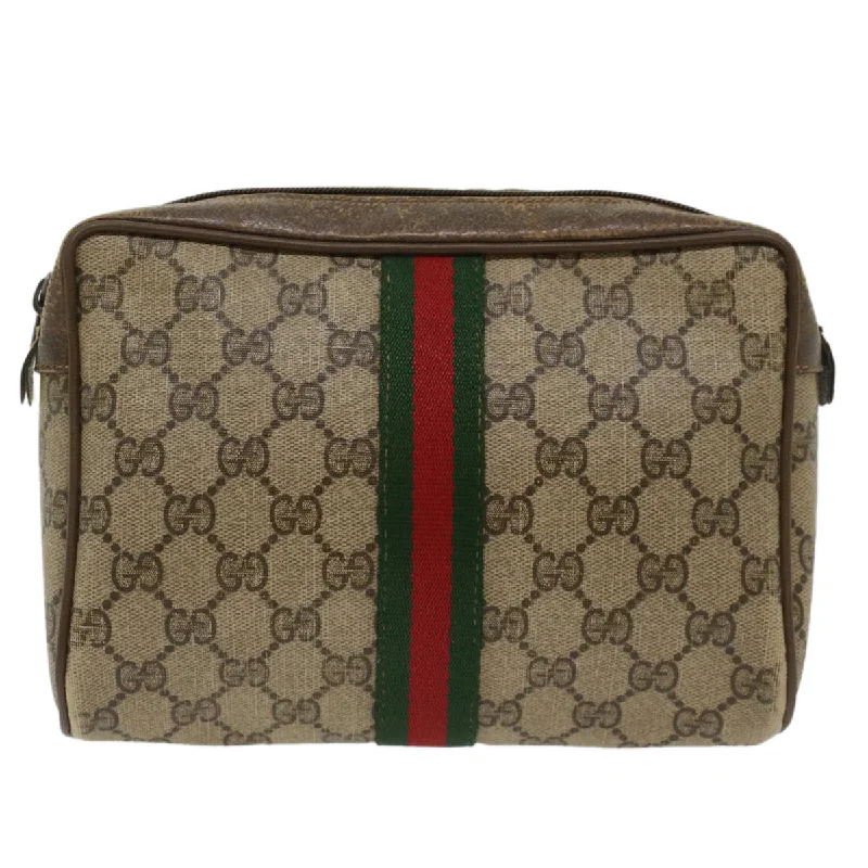 GUCCI GG Canvas Web Sherry Line Clutch Bag Beige Red Green 56.01.012  yk8055