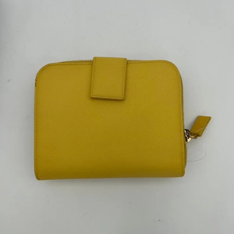 Prada Yellow Leather Small Clutch Wristlet