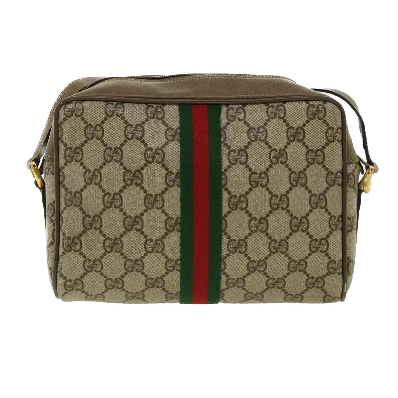 GUCCI GG Canvas Web Sherry Line Shoulder Bag Beige Green 98.02.004  yk5881B