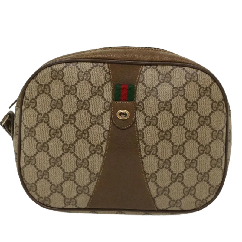 GUCCI GG Canvas Web Sherry Line Clutch Bag PVC Leather Beige Red  ep1269