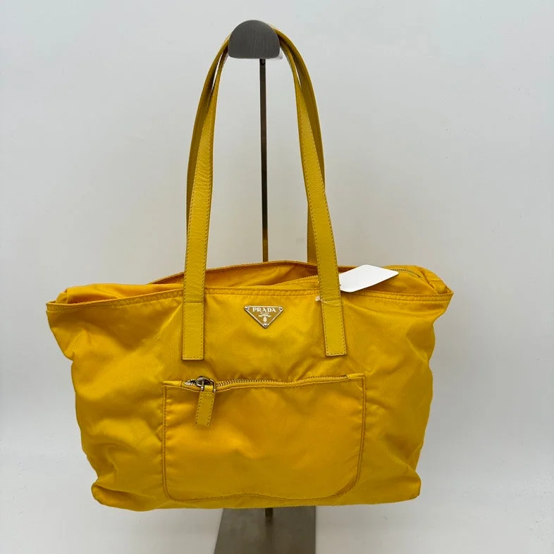 Prada Yellow Nylon Shoulder Bag Large