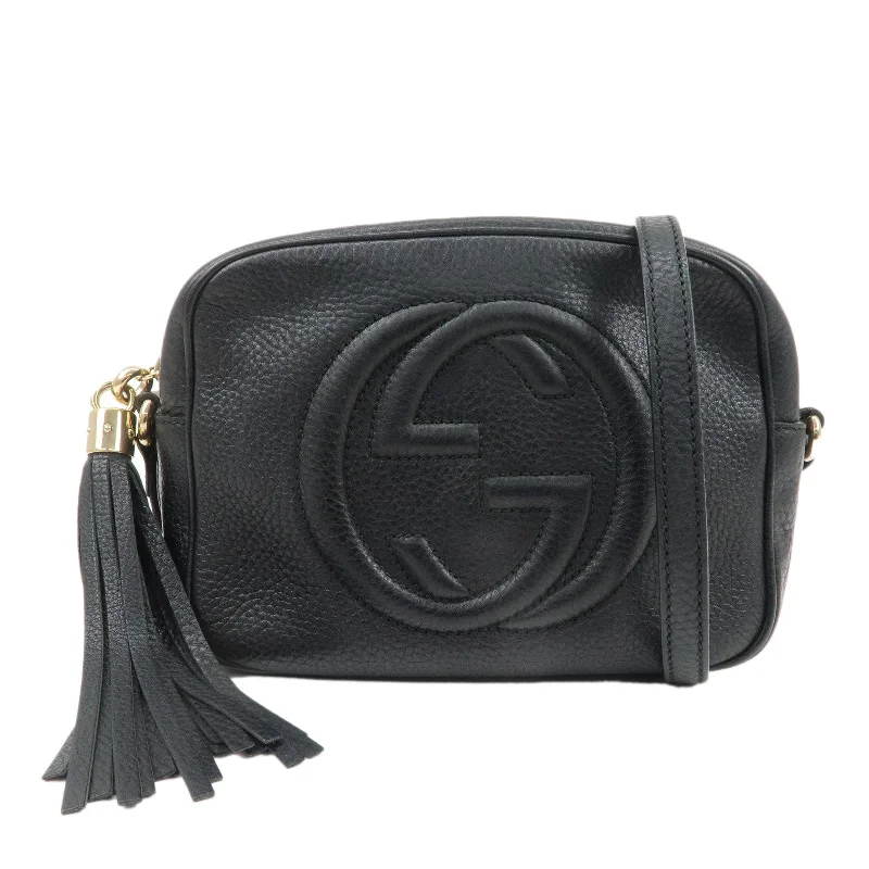 GUCCI SOHO Leather Small Disco Shoulder Bag Black 308364