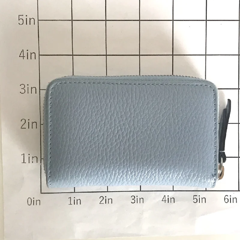 GUCCI Coin case 644412 2104 leather Light blue Compact wallet Double G Zip Around Women(Unisex) Used