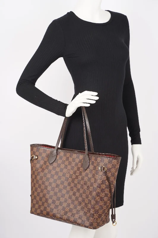 Louis Vuitton Womens Neverfull Bag Damier Ebene Canvas MM