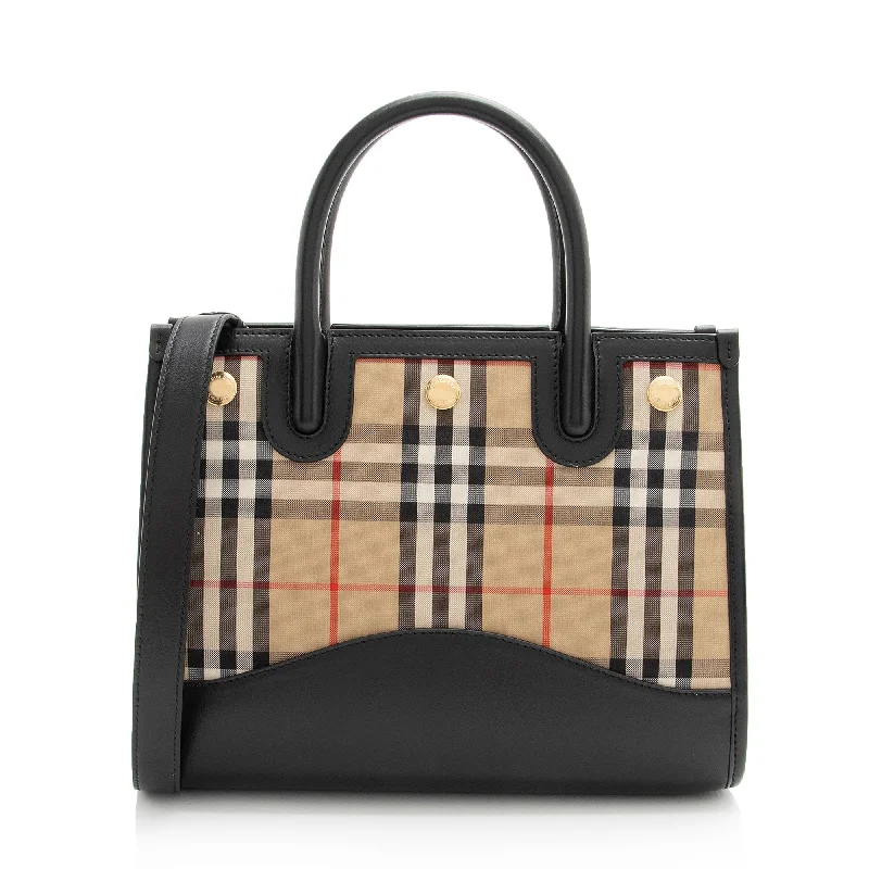 Burberry Vintage Check Smooth Calfskin Title Baby Tote (SHF-Igd0Fx)