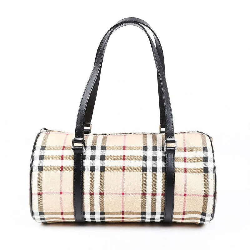 Burberry Bag Haymarket Check Leather Barrel