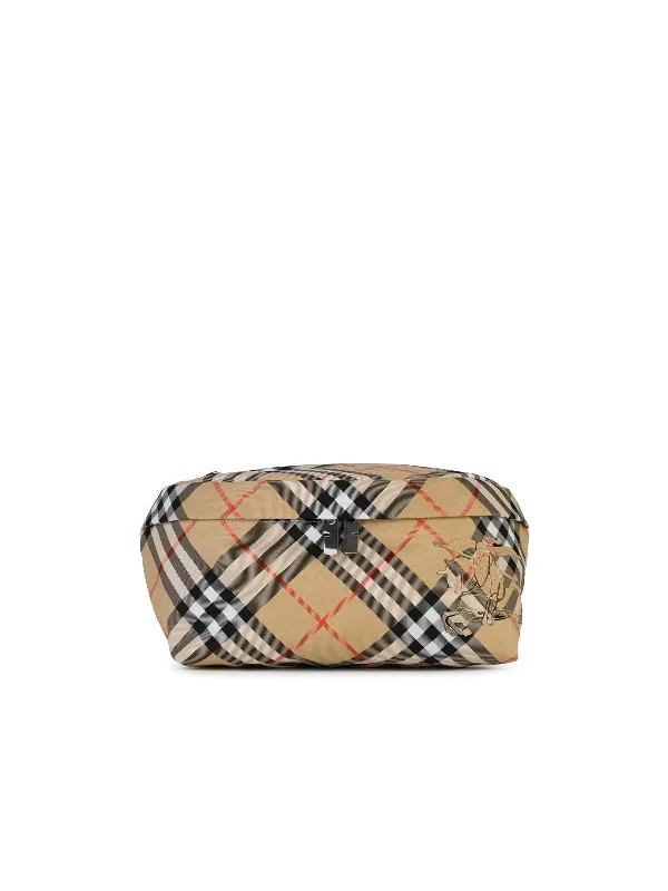 Burberry 'Check' Beige Polyester Fanny Pack Men