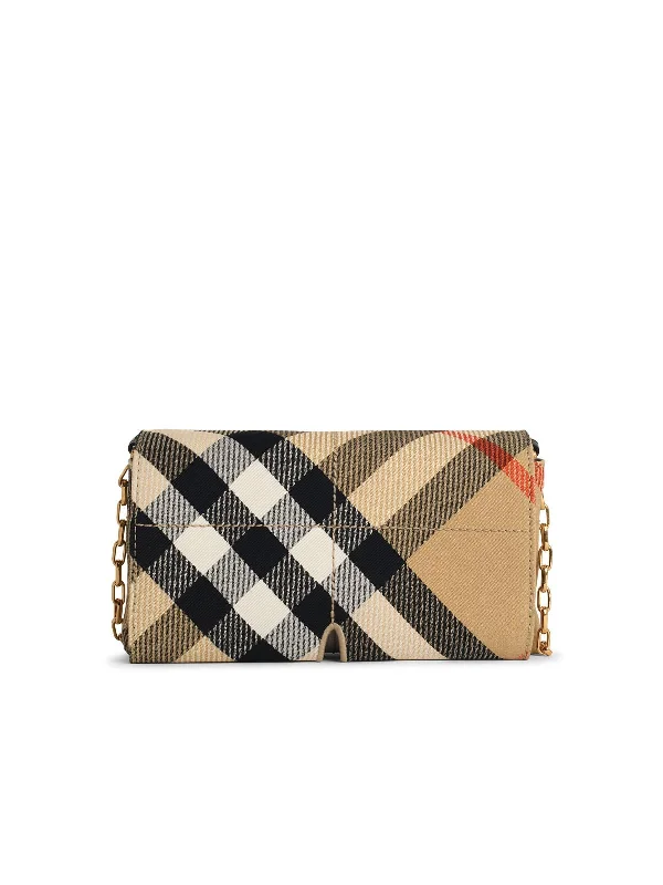 Burberry 'Check' Crossbody Bag In Beige Polyester Blend Women