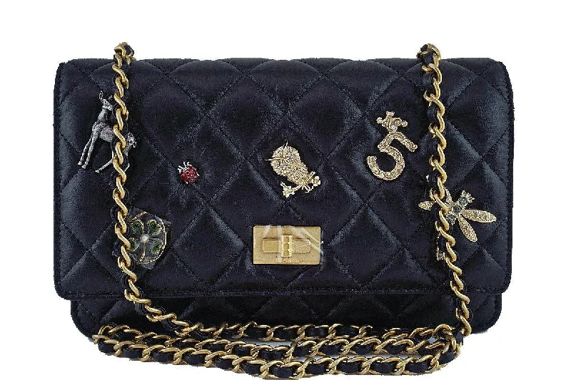 NWT 17P Chanel Black Lucky Charms Reissue WOC Wallet on Chain Bag