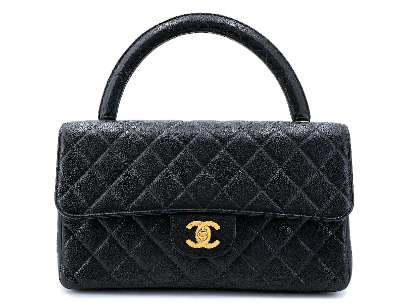 Chanel 1997 Vintage Black Caviar Kelly Flap Parent Bag 24k GHW S0Z