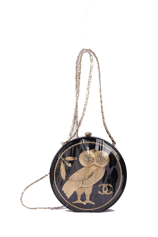 Chanel Cruise Owl Embellished Black Box (2488xxxx) (A94658 Y83354 C0286), Gold Hardware, with Card, Dust Cover