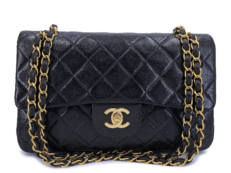 Chanel 1996 Vintage Black Lambskin Small Classic Double Flap Bag 24k GHW AGE