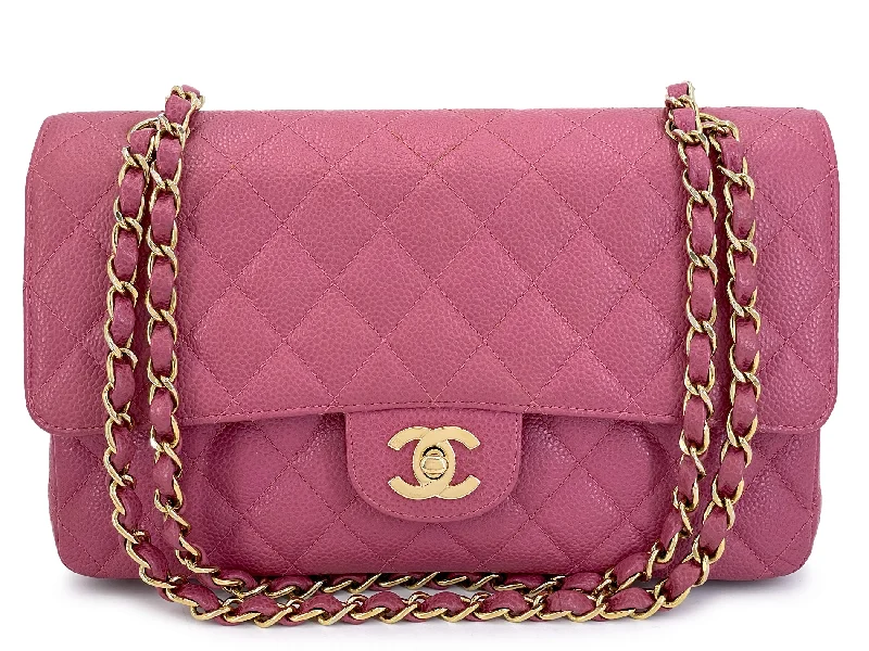 Chanel 2004 Vintage Dark Pink Caviar Medium Classic Double Flap Bag 24k GHW 0PB