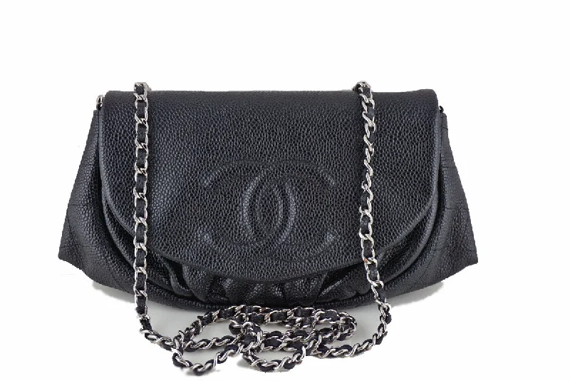 Chanel Black Caviar Half Moon WOC Wallet on Chain Purse Bag