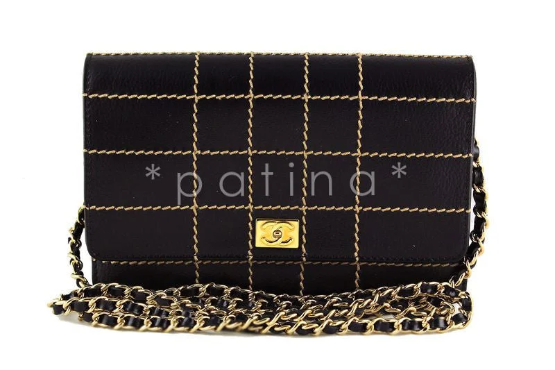 Chanel Black Contrast Stitched Wallet on Chain WOC Bag